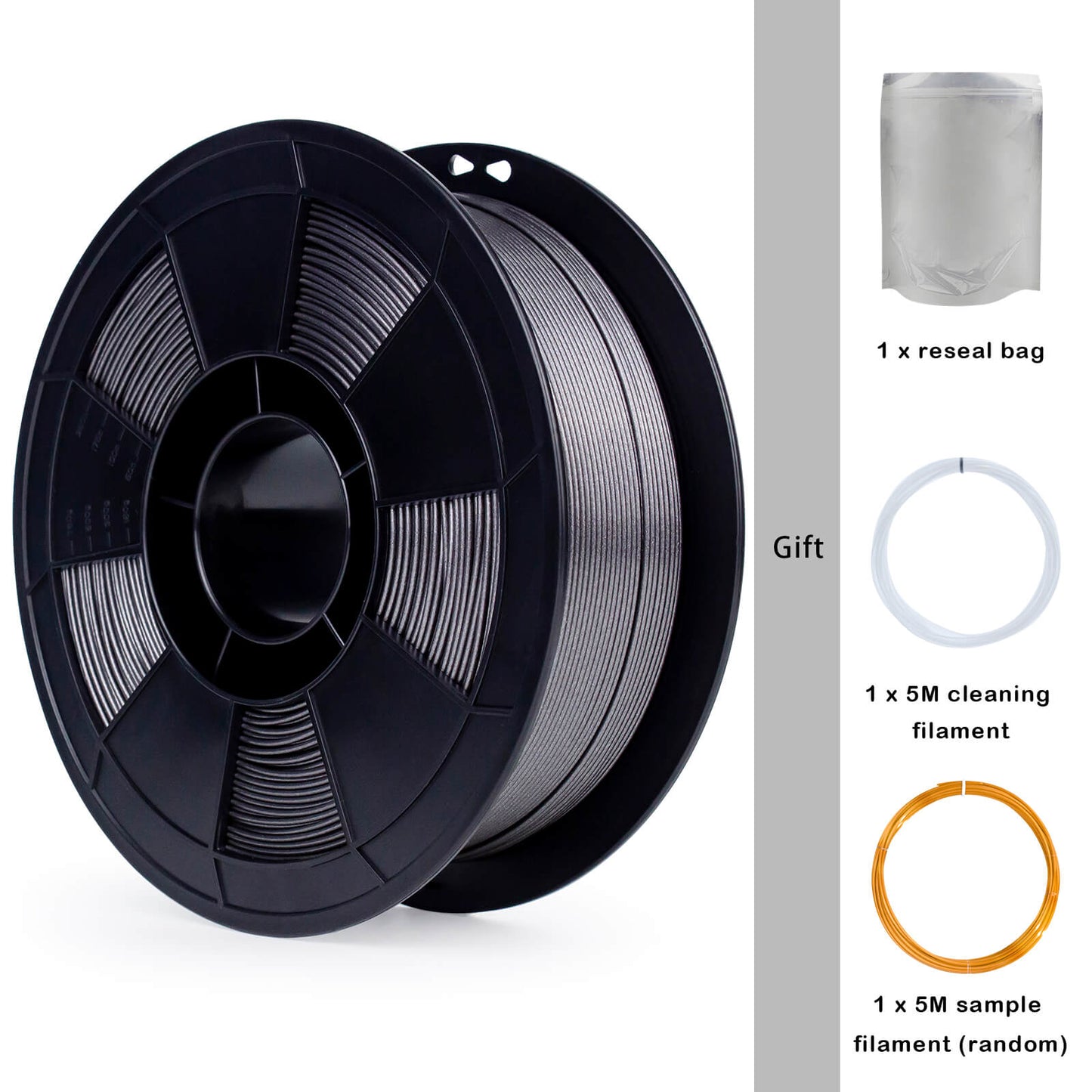 3D Craft Glitter Diamond PLA Filament 1.75mm, Silver Gray