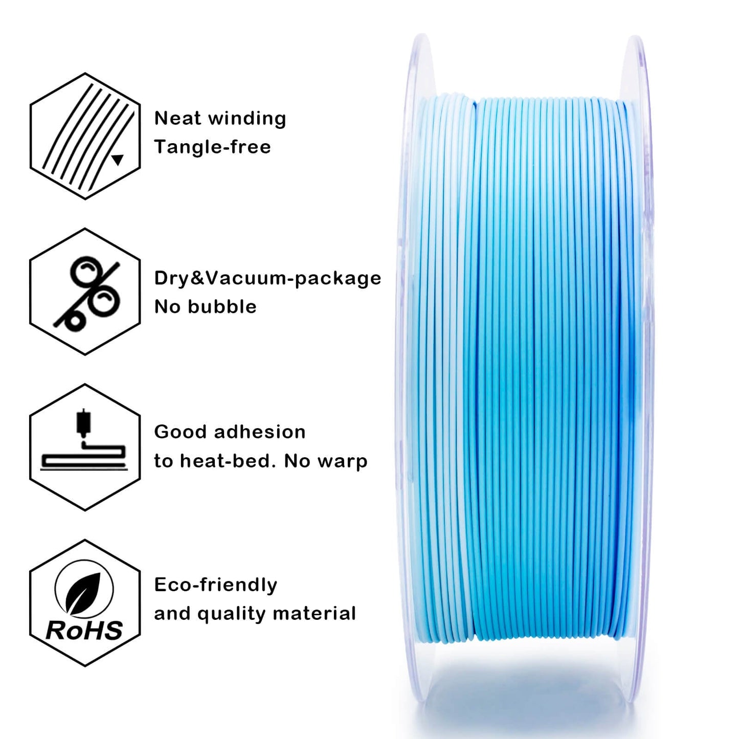 3D Craft Fast Gradient Matte PLA Filament 1.75mm, Glacier