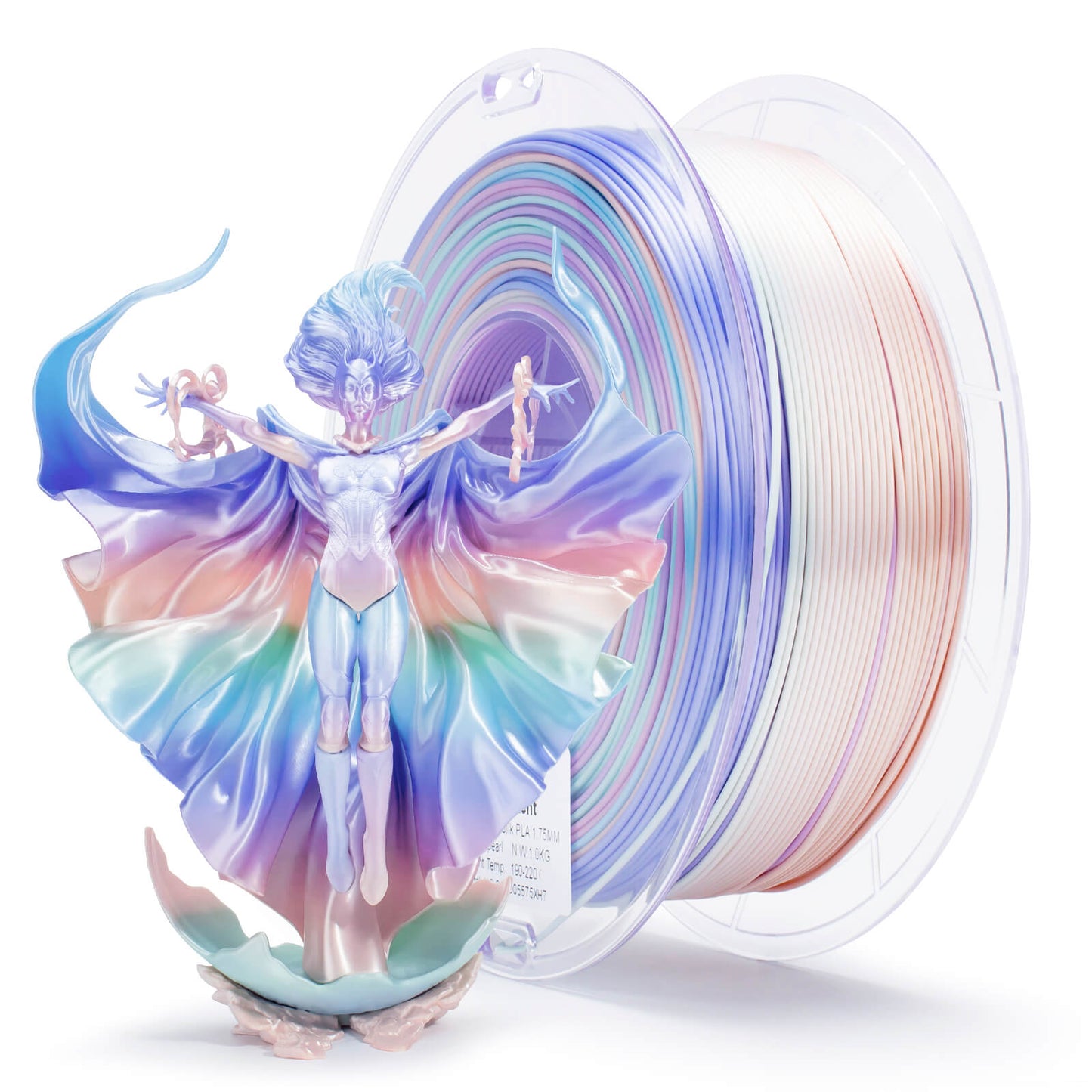 3D Craft Fast Gradient Silk PLA Filament 1.75mm, Pastel Pearl