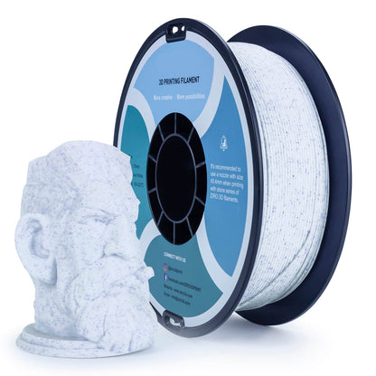 3D Craft Stone PLA Filament 1.75mm, Blue and White