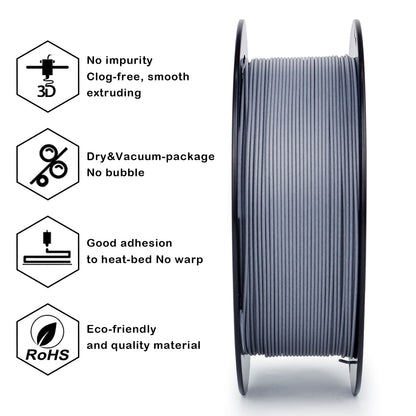 3D Craft Carbon Fiber PLA Filament 1.75mm, Space Gray