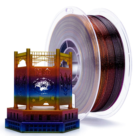 3D Craft Fast Gradient Twinkling Translucent PLA Filament 1.75mm, Gemstone Mix