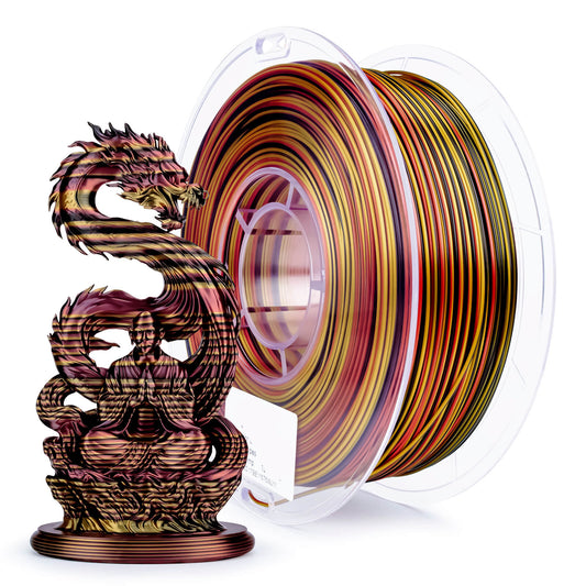 3D Craft  Stripes Silk PLA Glossy Multicolors Filament 1.75mm 1kg/2.2lb Spool , Gilded Stripes