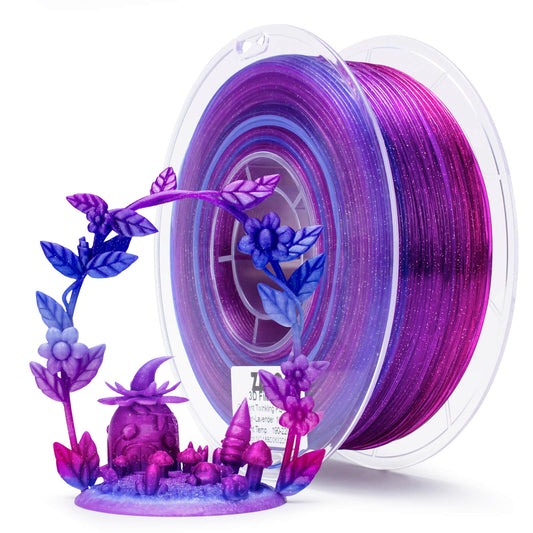 3D Craft Fast Gradient Twinkling Translucent PLA Filament 1.75mm, Flower Series-Lavender