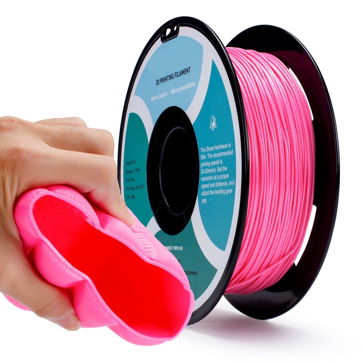 3D Craft  Shore 95A Hardness TPU Filament 1.75mm, Pink
