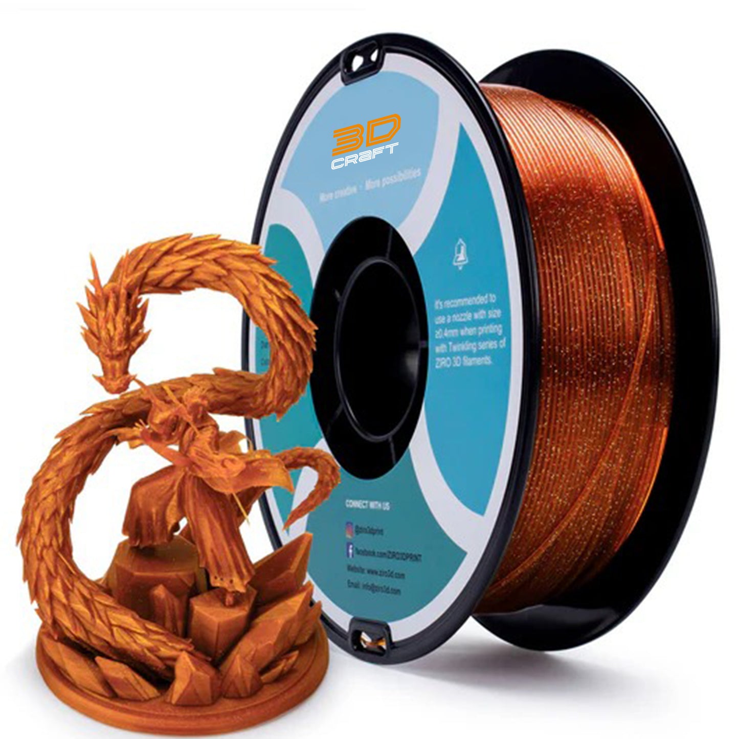 3D Craft  Glitter Twinkling PLA Filament 1.75mm, Caramel