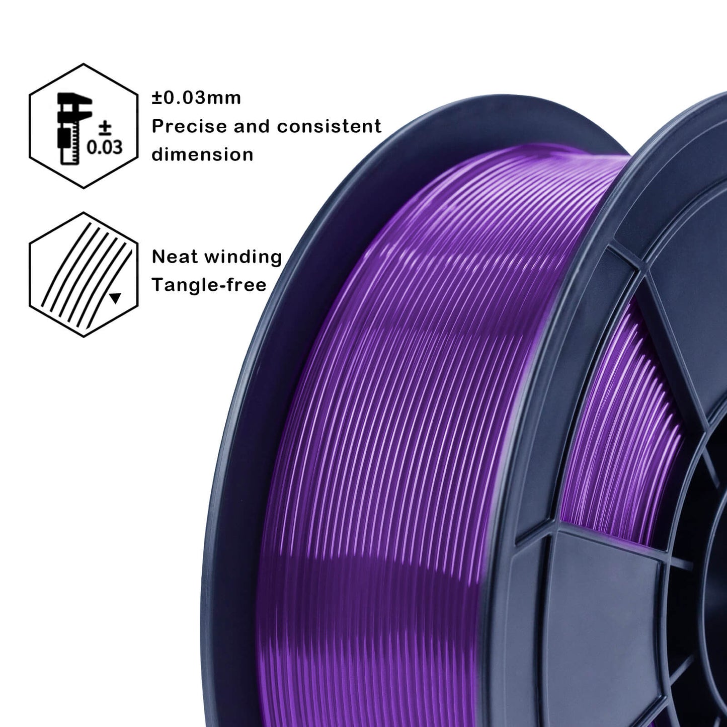 3D Craft  Translucent PLA Filament 1.75mm, Translucent Purple