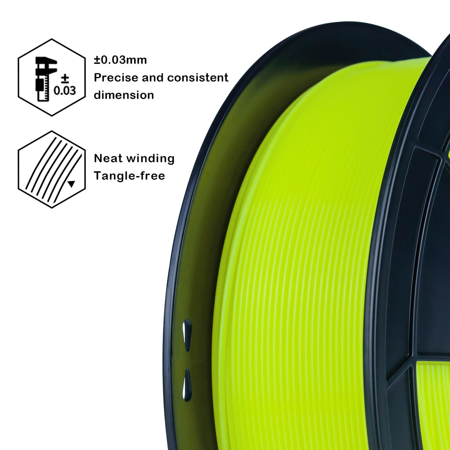 3D Craft Fluorescence PLA Filament 1.75mm, Fluo Yellow