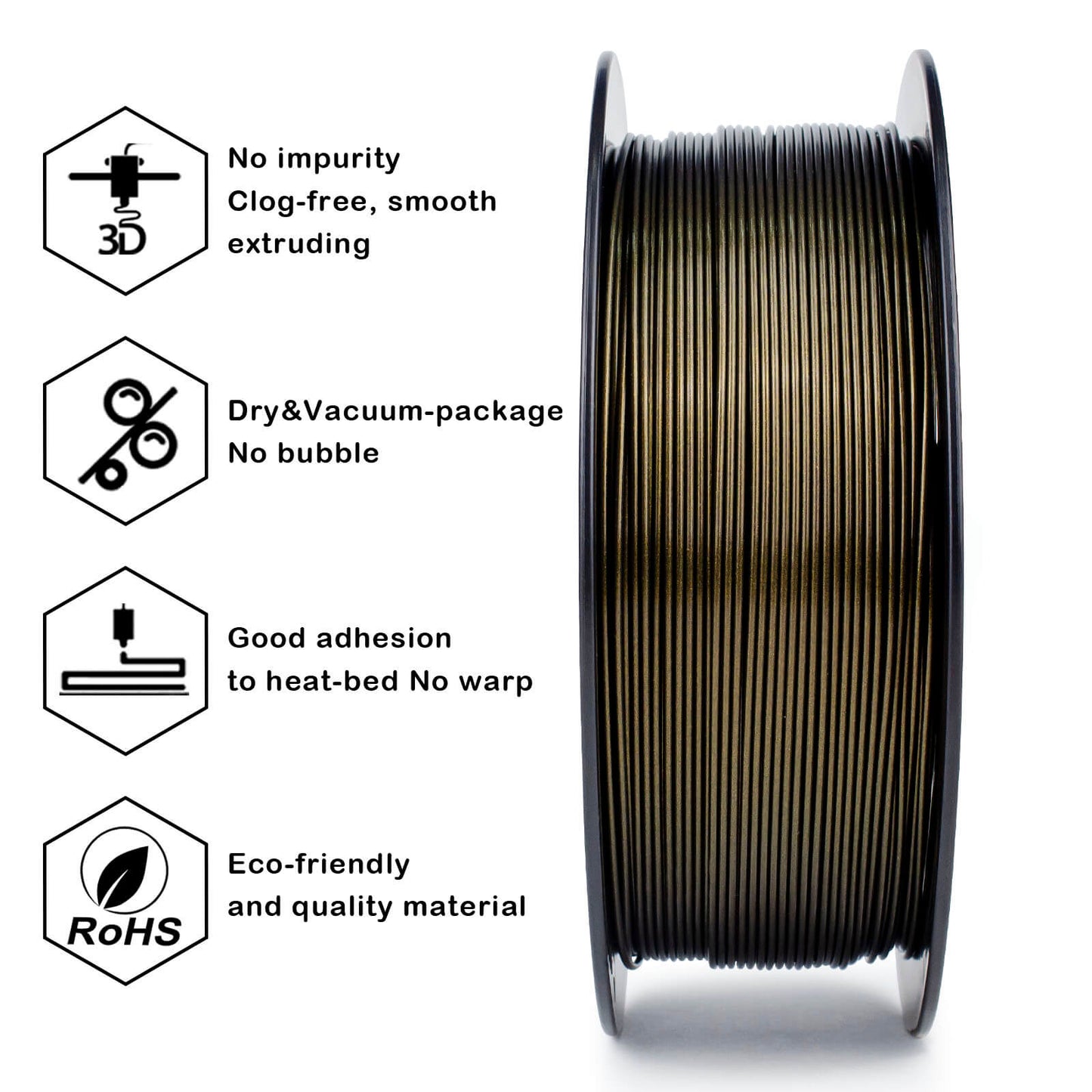 3D Craft Glitter Mystical Series PLA Filament 1.75mm, Midnight Gold