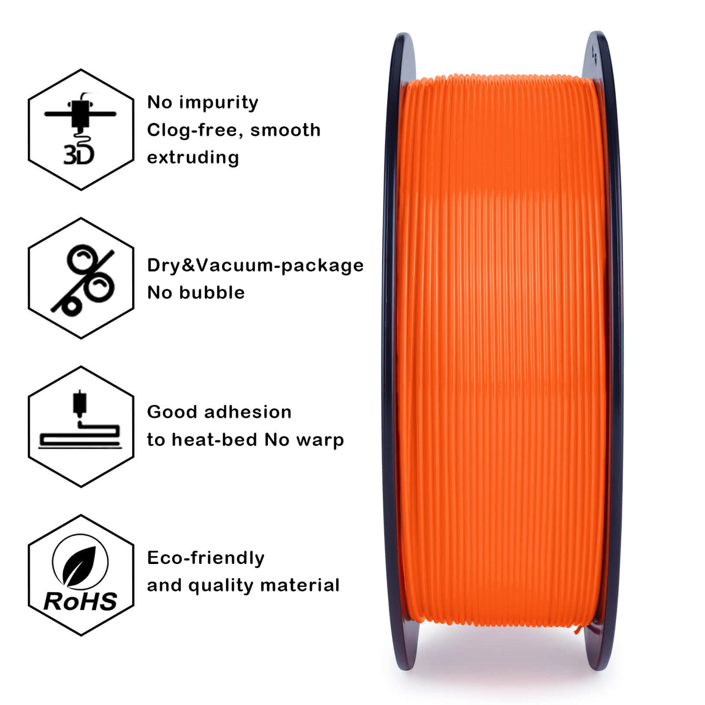 3D Craft Fluorescence PLA Filament 1.75mm, Fluo Orange