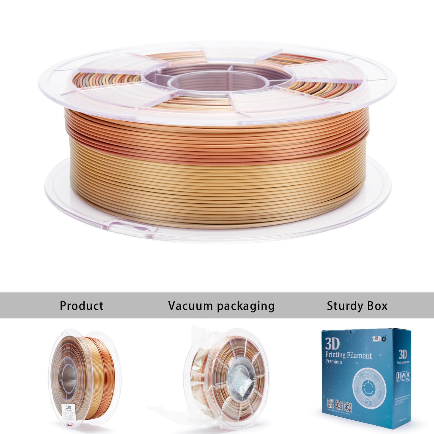 3D Craft Fast Gradient Silk PLA Filament 1.75mm, Ember