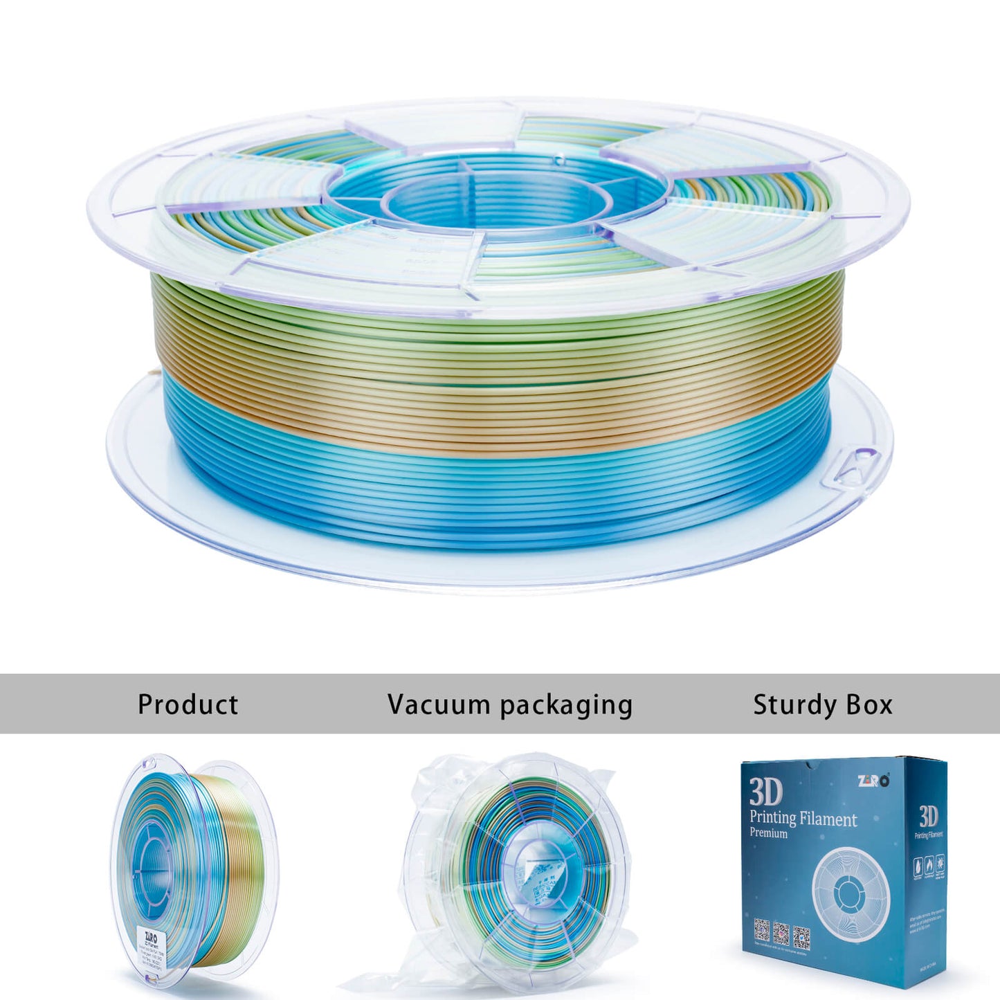 3D Craft Fast Gradient Silk PLA Filament 1.75mm, Forest Gleam