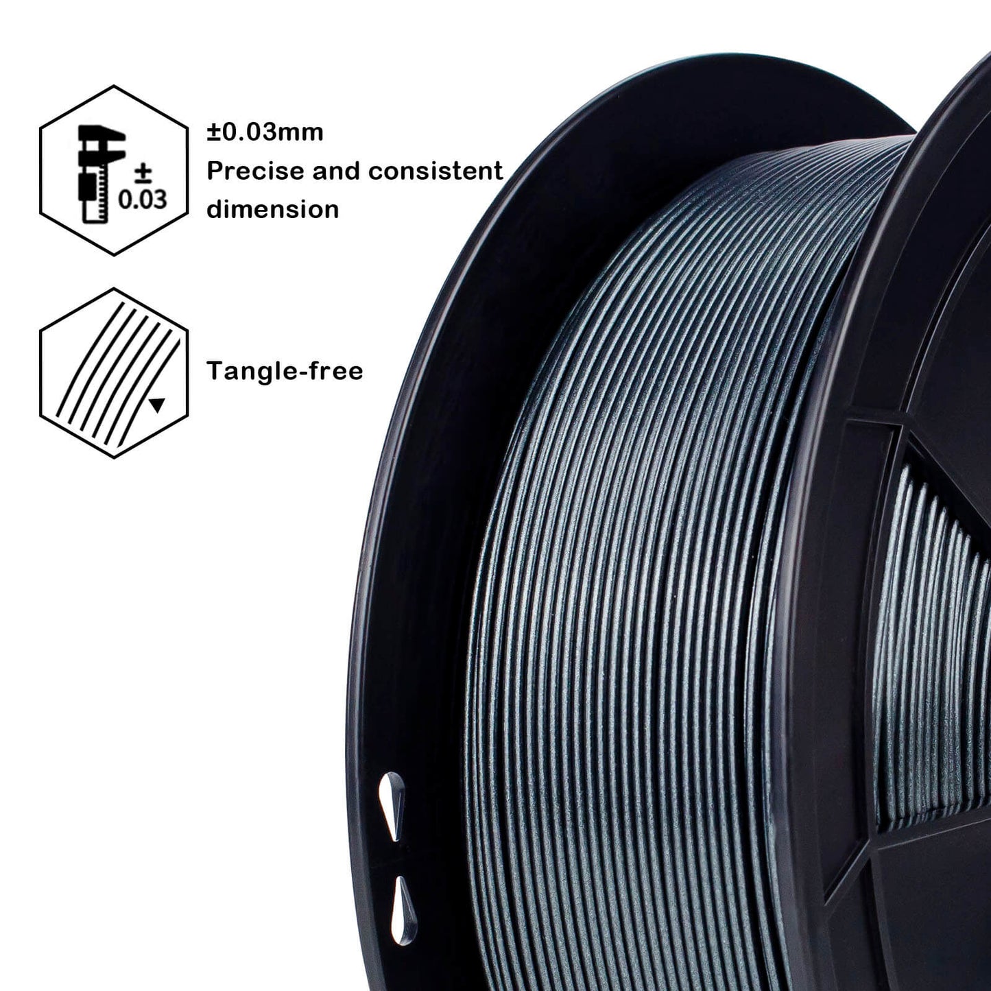 3D Craft Glitter Mystical Series PLA Filament 1.75mm, Midnight Silver