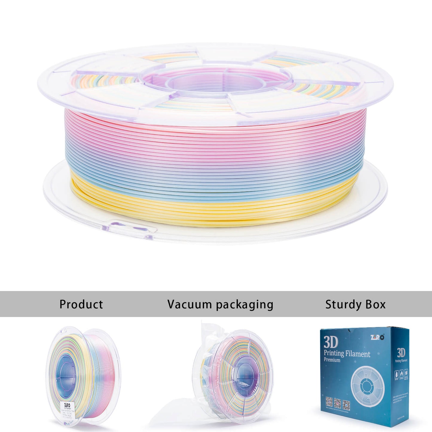 3D Craft Fast Gradient Silk PLA Filament 1.75mm, Candy