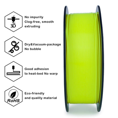 3D Craft Fluorescence PLA Filament 1.75mm, Fluo Yellow