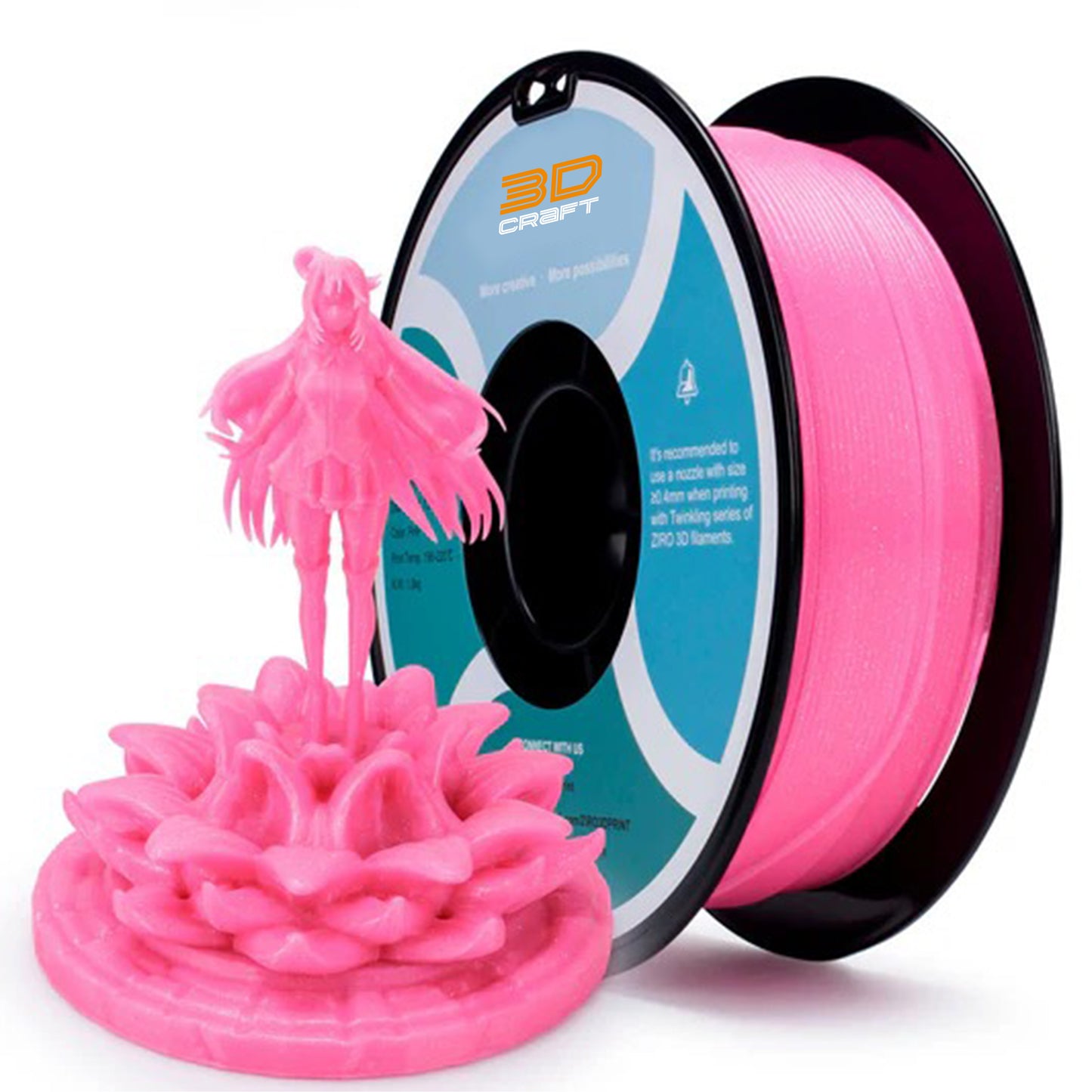 3D Craft Glitter Twinkling PLA Filament 1.75mm, Pink
