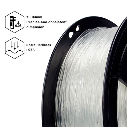 3D Craft Shore 95A Hardness TPU Filament 1.75mm, Transparent