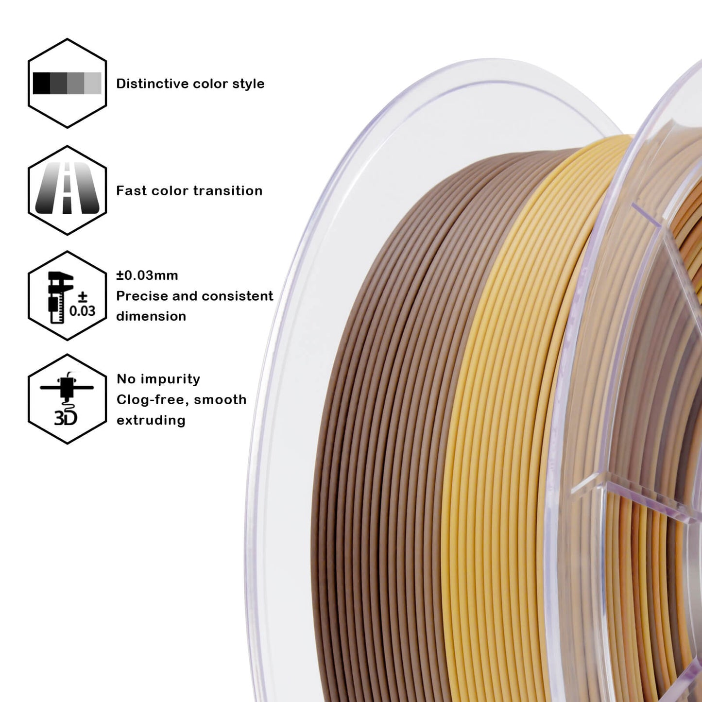 3D Craft Fast Gradient Matte PLA Filament 1.75mm, Castle Brick
