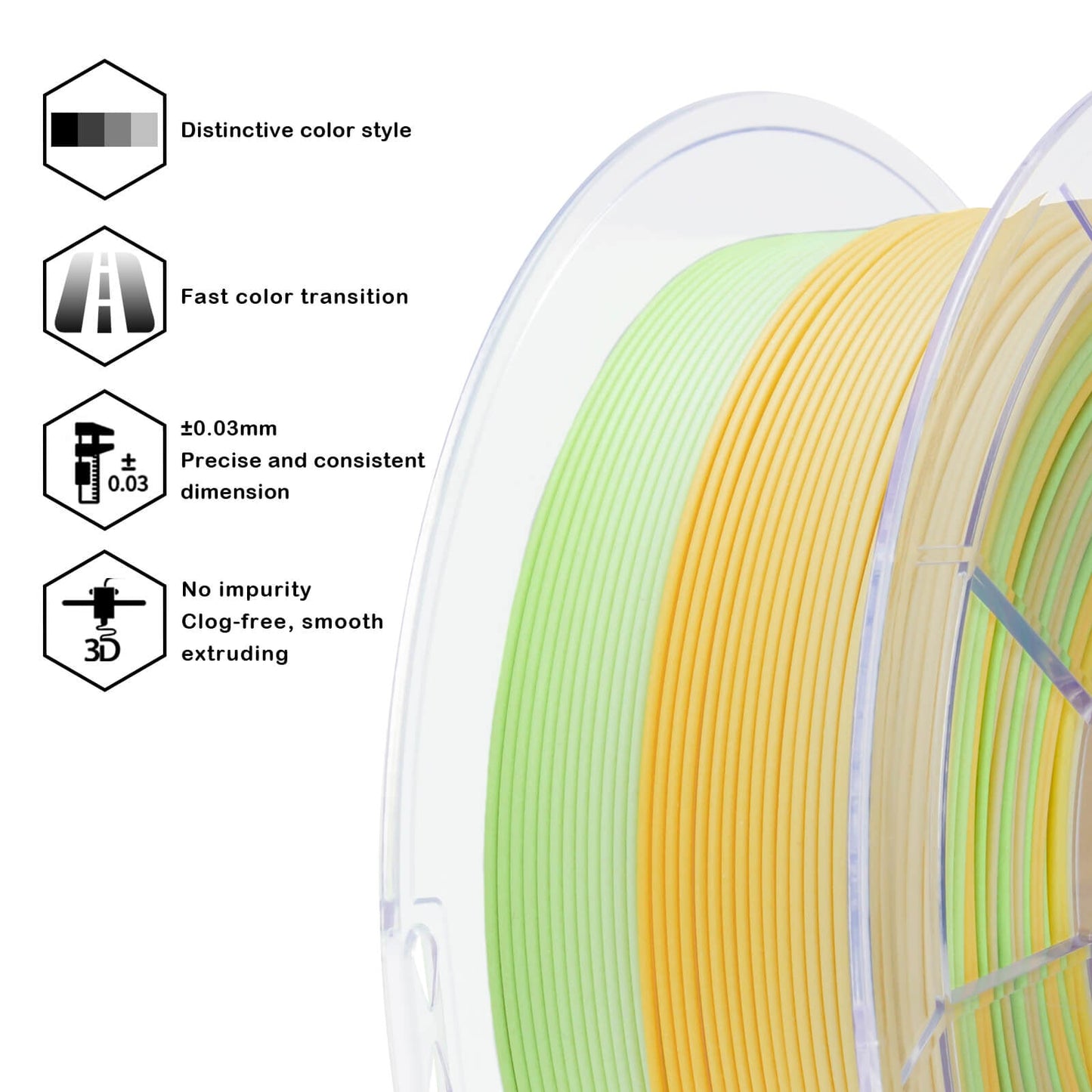 3D Craft Fast Gradient Matte PLA Filament 1.75mm, Sprout