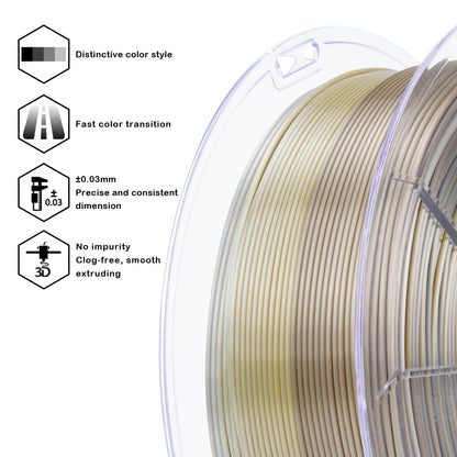 3D Craft Fast Gradient Silk PLA Filament 1.75mm, Champagne Sheen