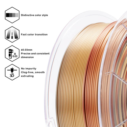 3D Craft Fast Gradient Silk PLA Filament 1.75mm, Ember