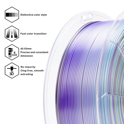 3D Craft Fast Gradient Silk PLA Filament 1.75mm, Steel Violet