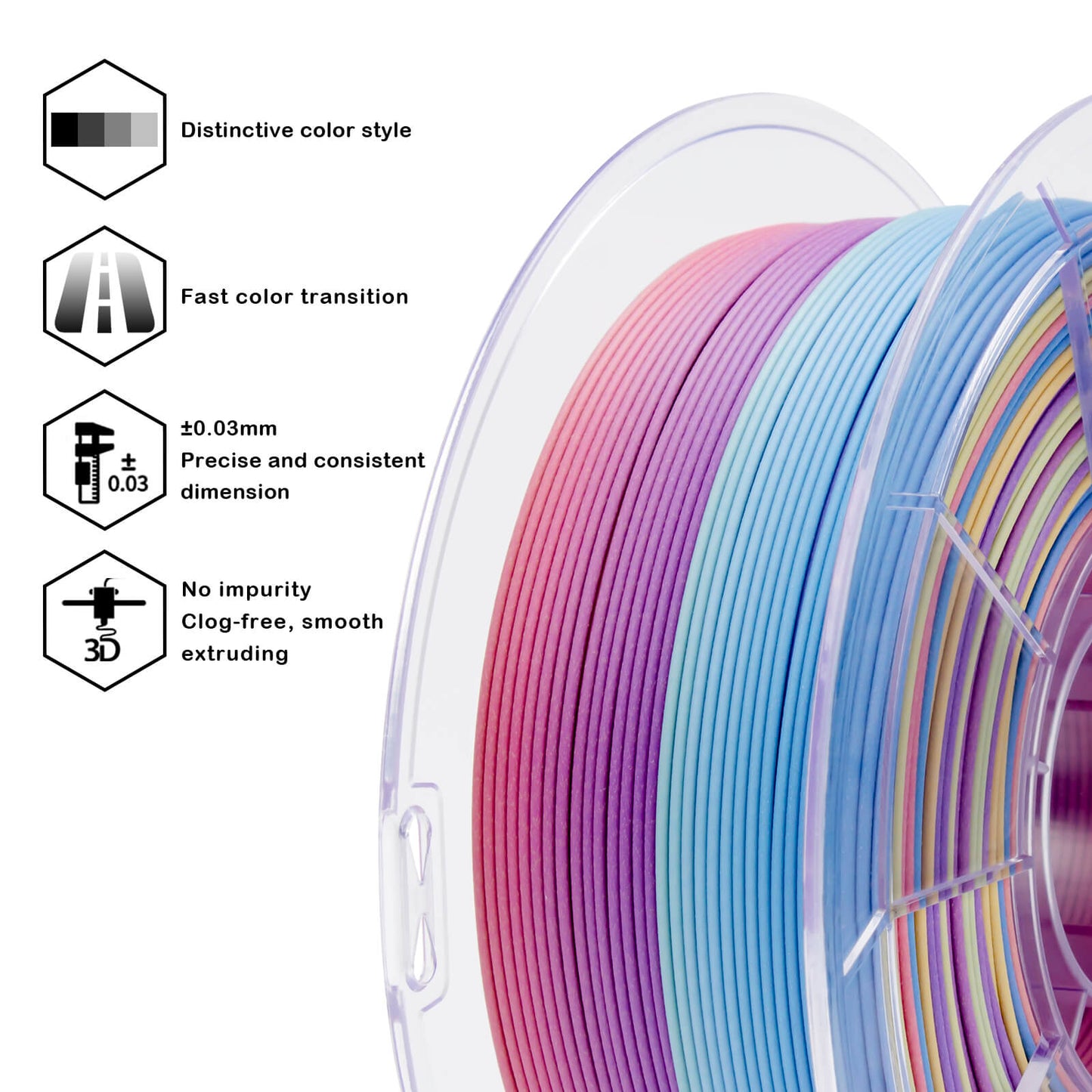 3D Craft Fast Gradient Matte PLA Filament 1.75mm, Vibrant Coral
