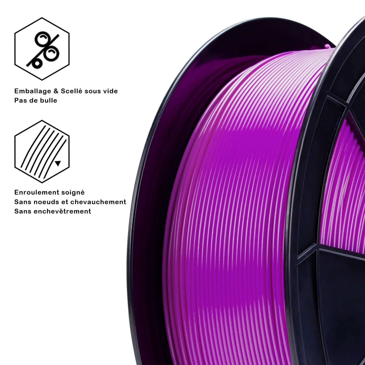 3D Craft  Fluorescence PLA Filament 1.75mm, Fluo Purple