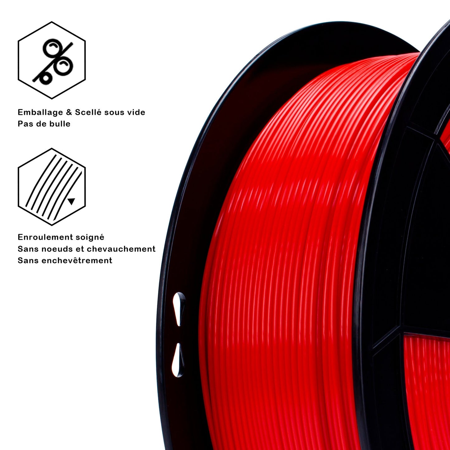3D Craft Fluorescence PLA Filament 1.75mm, Fluo Red