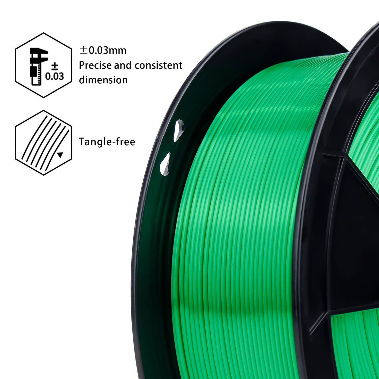 3D Craft Silk PLA Filament 1.75mm, Christmas Green