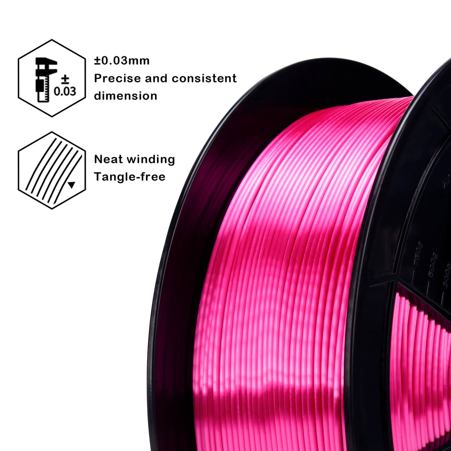 3D Craft Silk PLA Filament 1.75mm, Rose