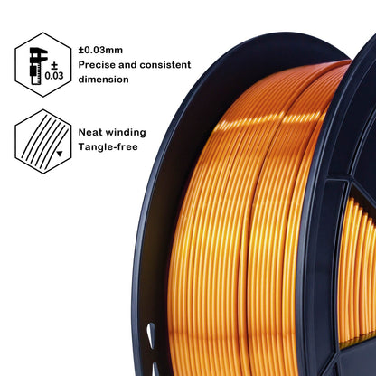 3D Craft Silk PLA Filament 1.75mm, Red Copper