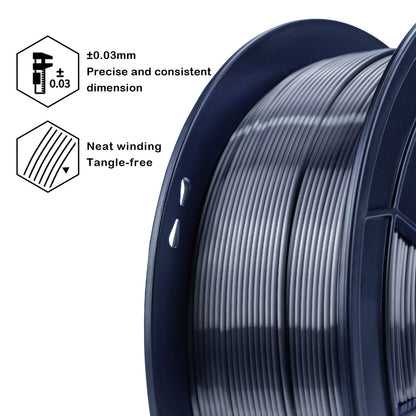 3D Craft Silk PLA Filament 1.75mm, Silver Black