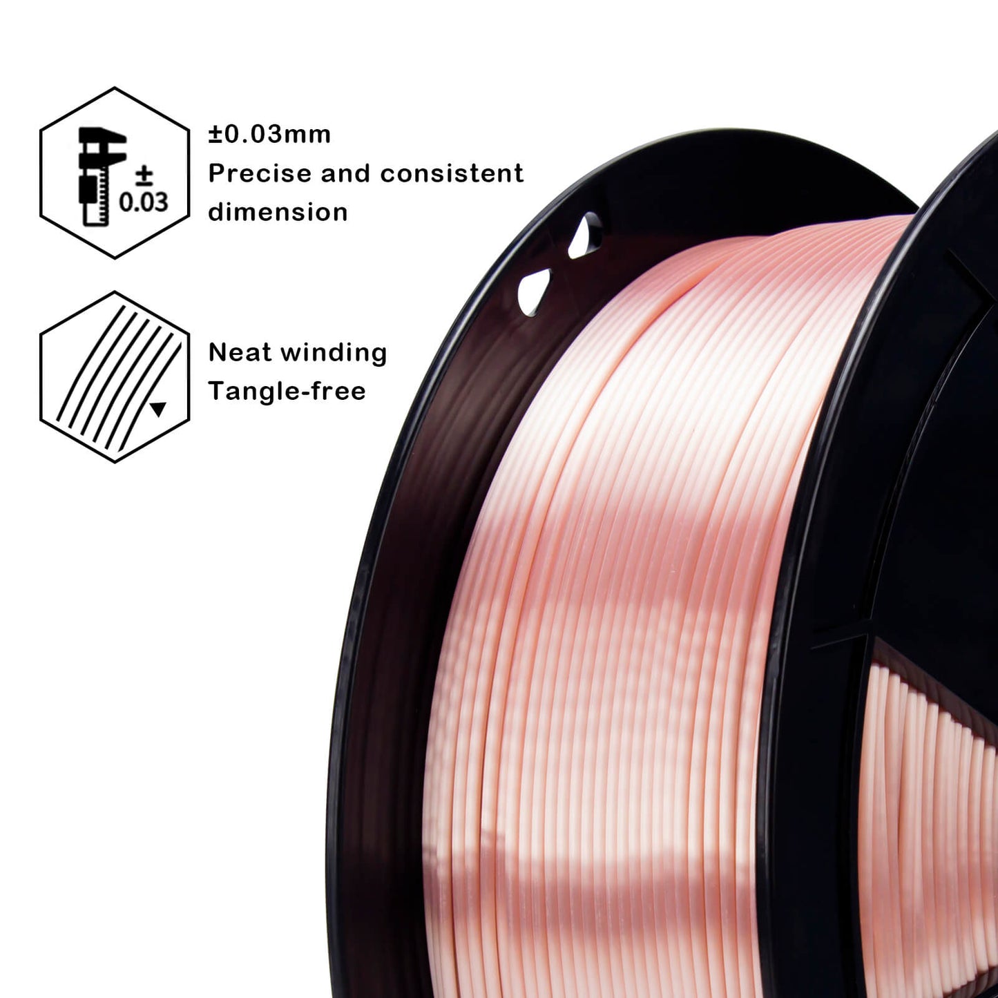 3D Craft Silk PLA Filament 1.75mm, Rose Gold