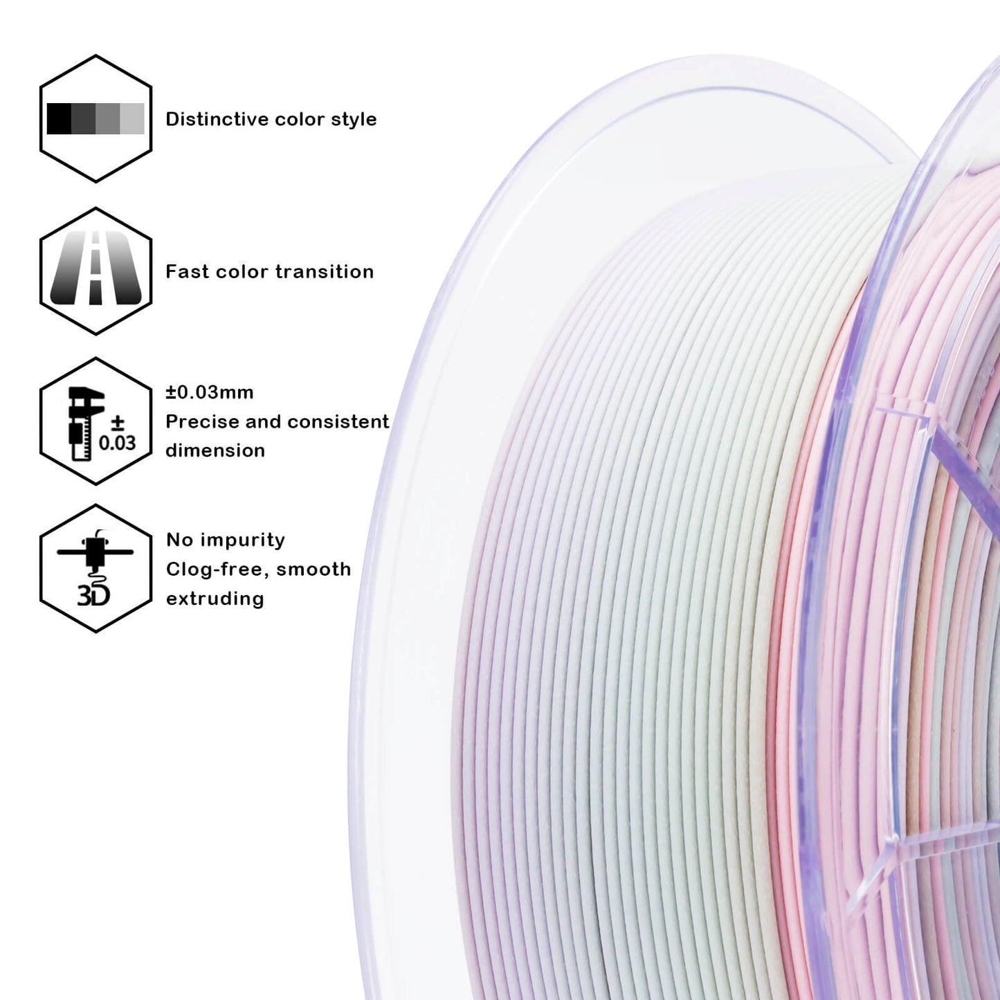 3D Craft Fast Gradient Matte PLA Filament 1.75mm, Morandi
