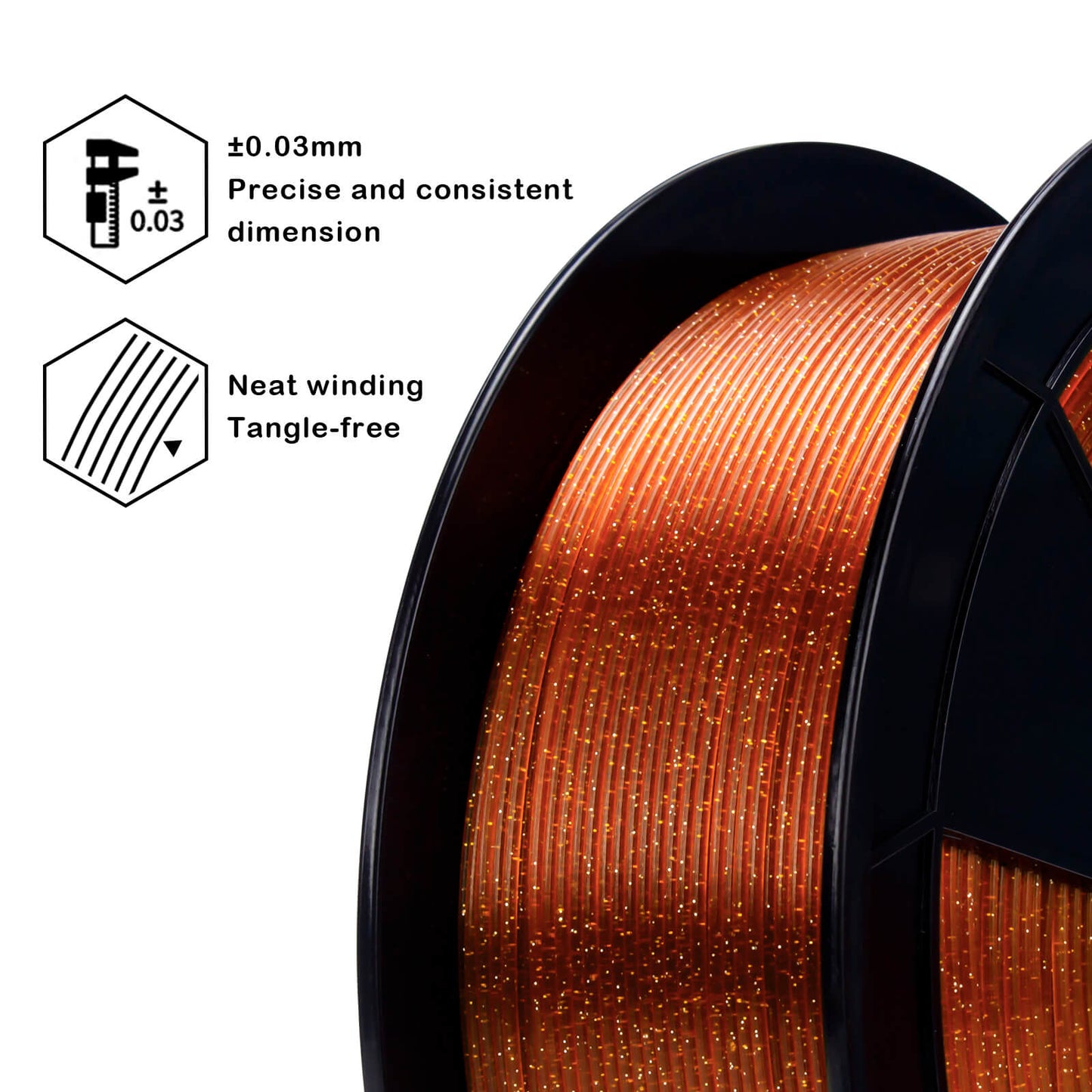 3D Craft  Glitter Twinkling PLA Filament 1.75mm, Caramel