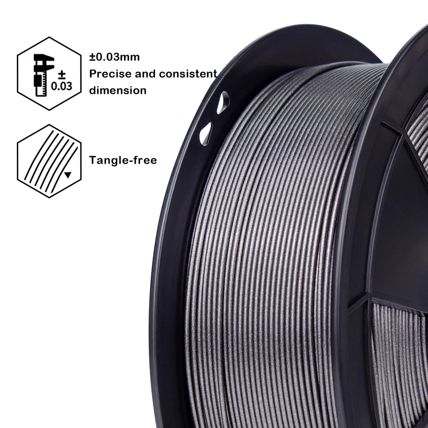 3D Craft  Glitter Diamond  PLA Filament 1.75mm, Silver Gray