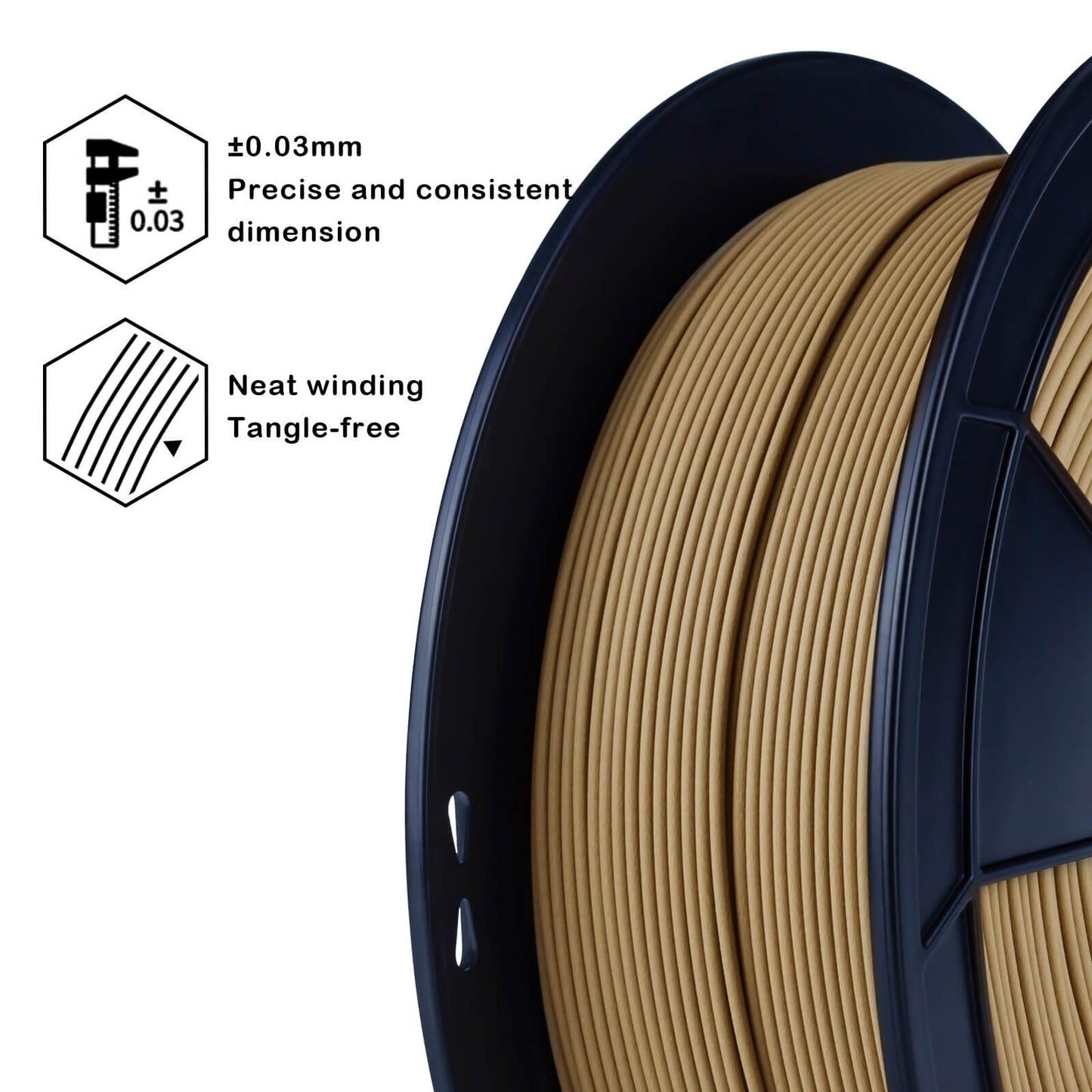 3D Craft Matte PLA Filament 1.75mm, Wood