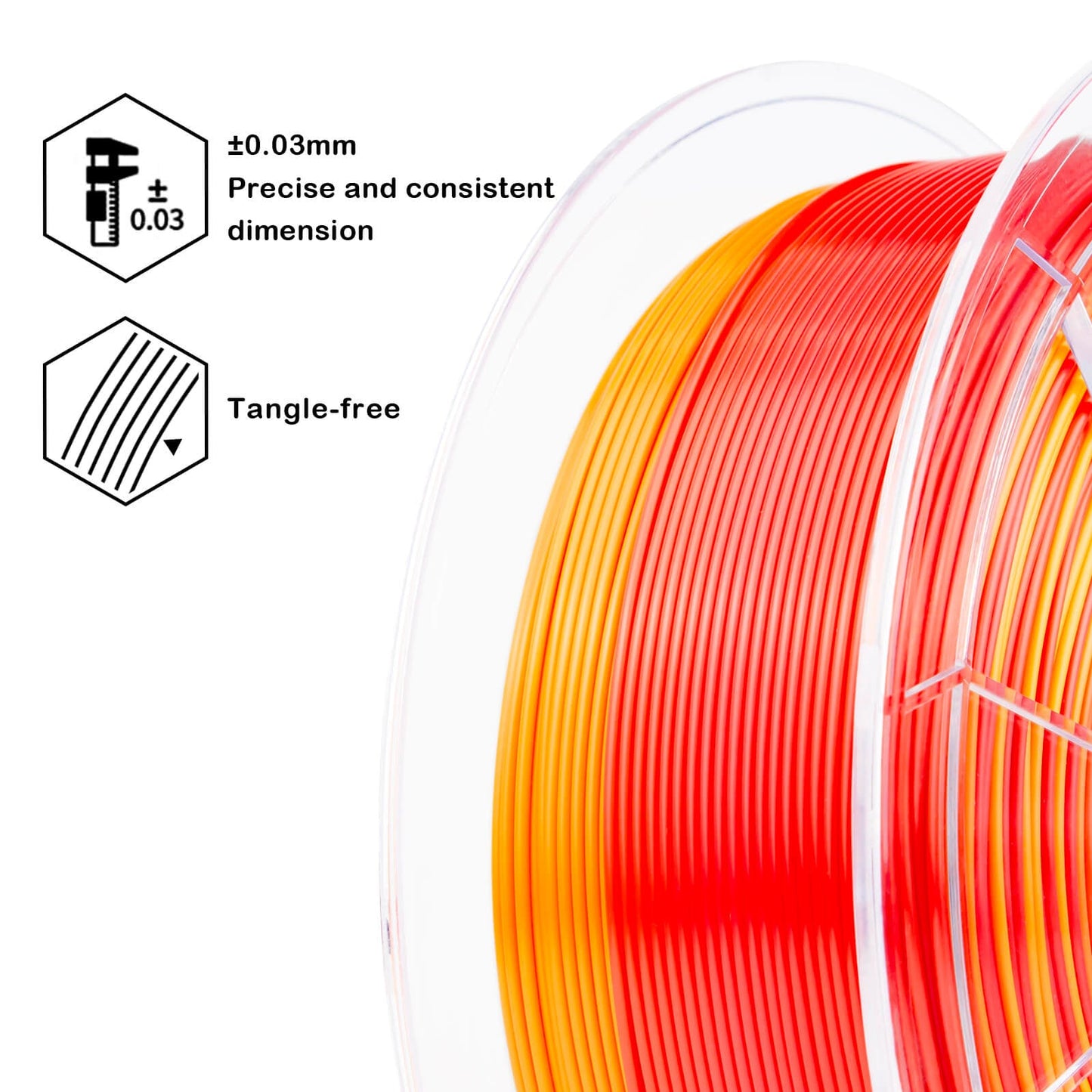 3D Craft Fast Gradient Silk PLA Filament 1.75mm, Personality Series- Passionate
