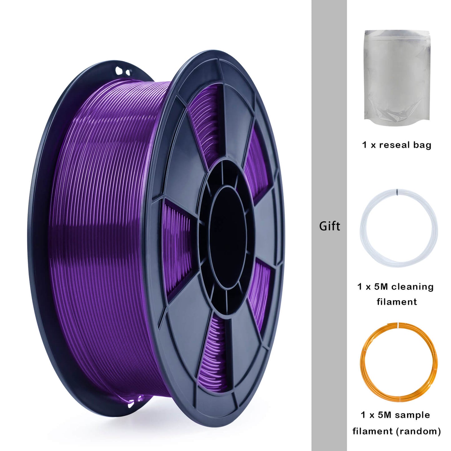 3D Craft  Translucent PLA Filament 1.75mm, Translucent Purple