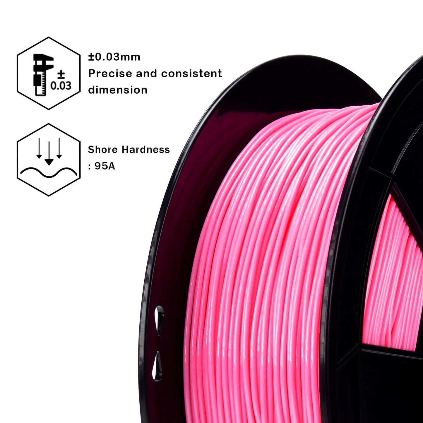 3D Craft  Shore 95A Hardness TPU Filament 1.75mm, Pink