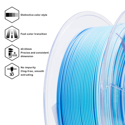 3D Craft Fast Gradient Matte PLA Filament 1.75mm, Glacier