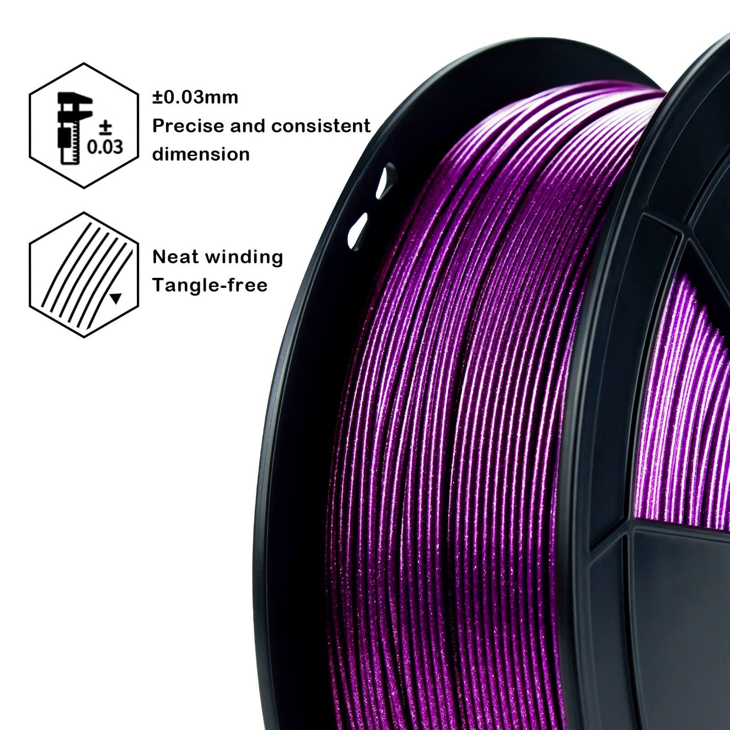 3D Craft  Glitter Diamond  PLA Filament 1.75mm, Purple
