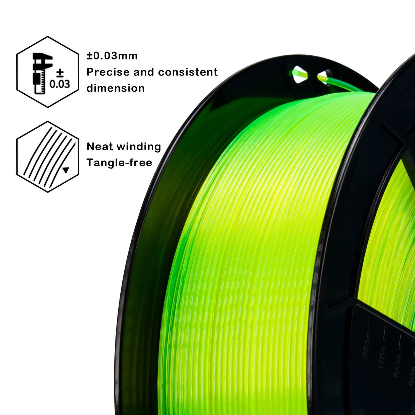 3D Craft  Translucent PLA Filament 1.75mm, Translucent Fluo Yellow