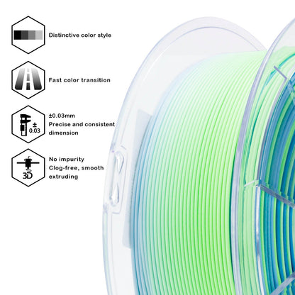 3D Craft Fast Gradient Matte PLA Filament 1.75mm, Ocean