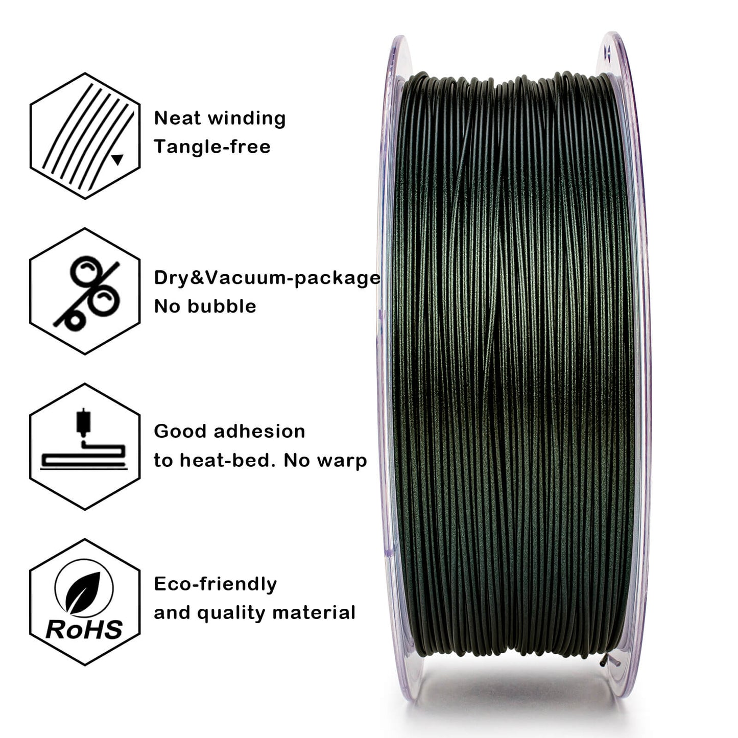 3D CraftChameleon Series PLA Filament 1.75mm 1kg/2.2lb Spool , Moss Green Luster