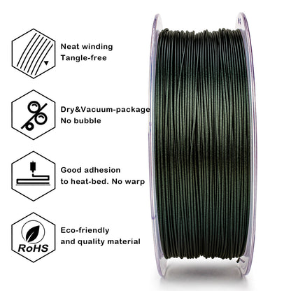 3D CraftChameleon Series PLA Filament 1.75mm 1kg/2.2lb Spool , Moss Green Luster