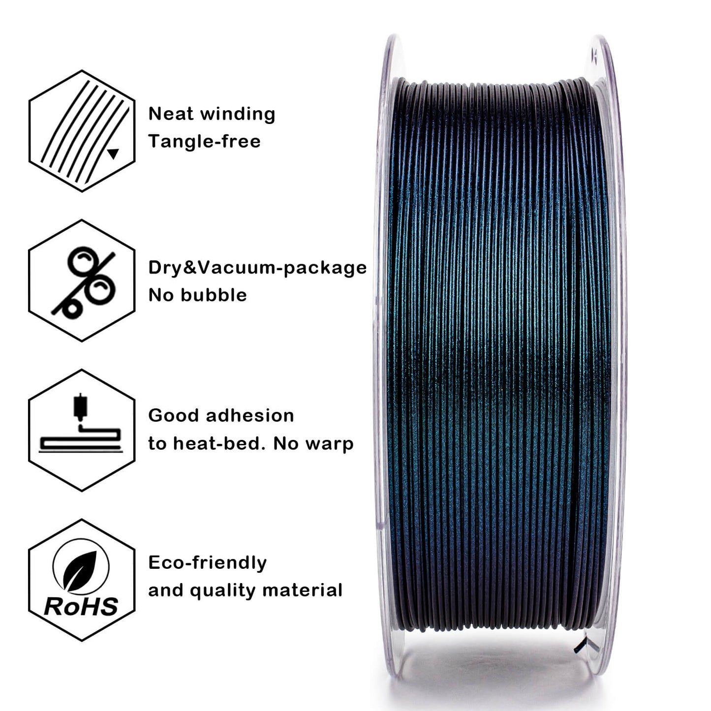 3D Craft Chameleon Series PLA Filament 1.75mm 1kg/2.2lb Spool , Moonlit Teal Luster
