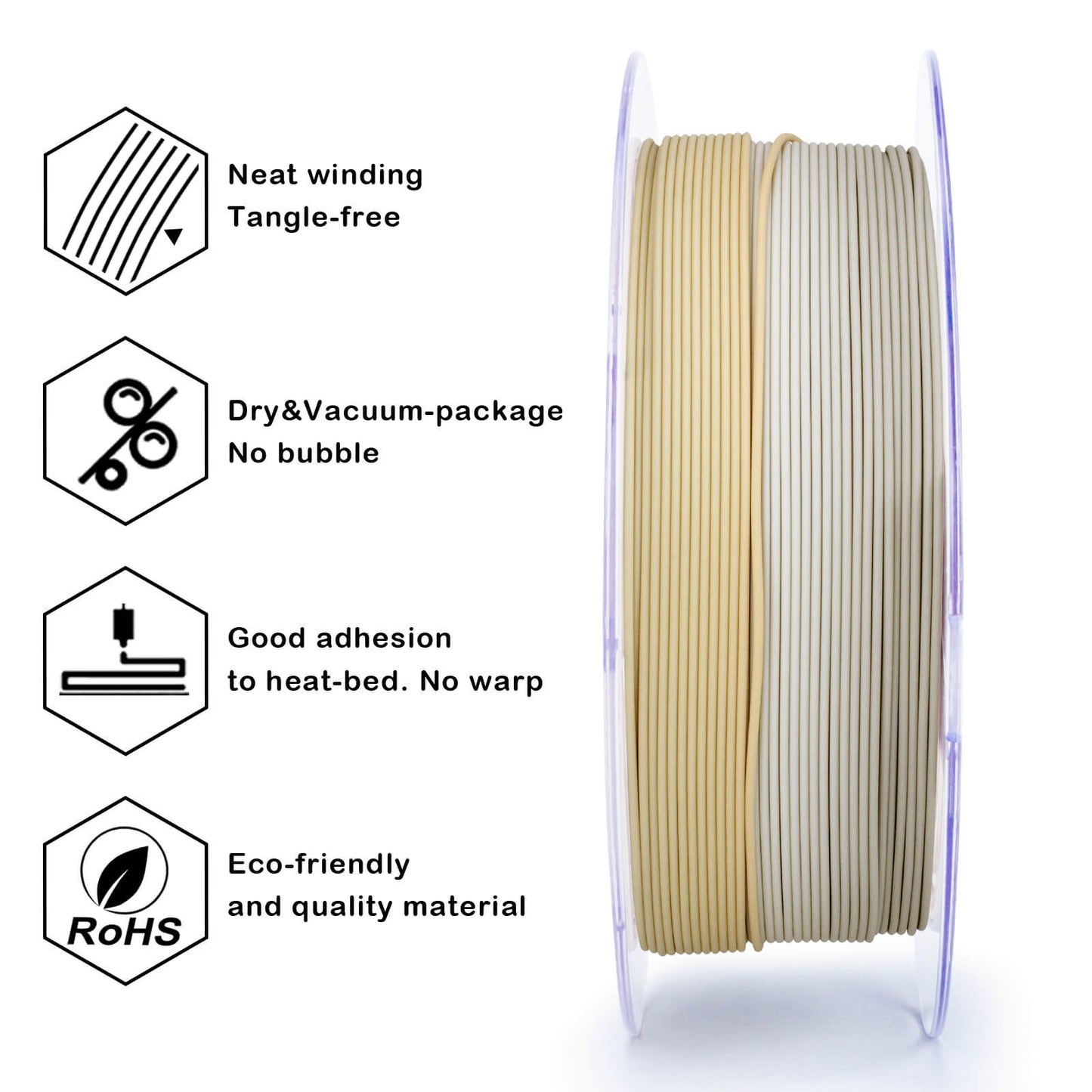 3D Craft Fast Gradient Matte PLA Filament 1.75mm, Beige Shell