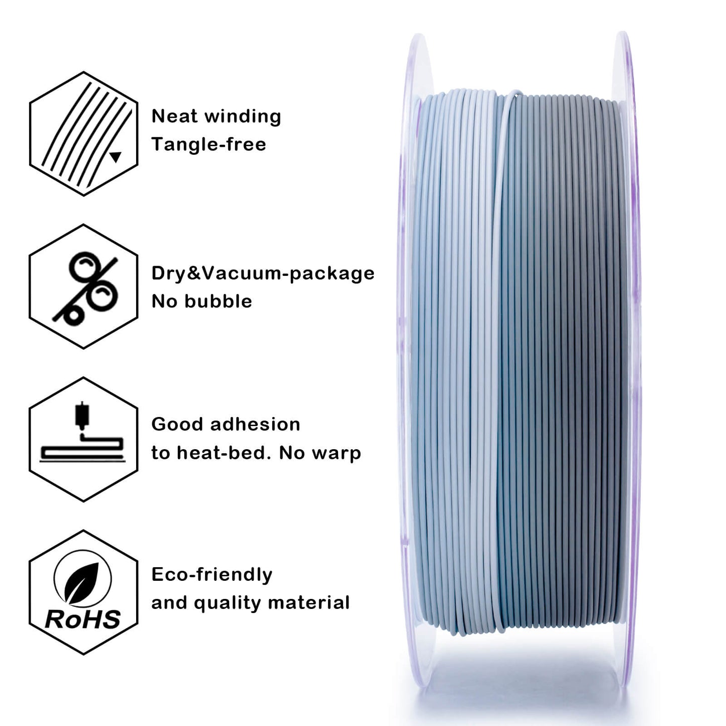 3D Craft Fast Gradient Matte PLA Filament 1.75mm, Gray Layer Rock